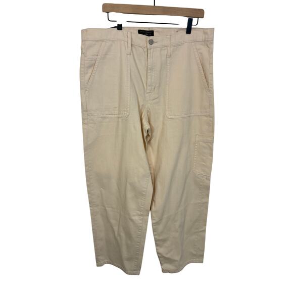 NWT Cream Banana Republic High-Rise Barrel Wide Leg Jeans 32/14 Lagenlook Street - Picture 2 of 5